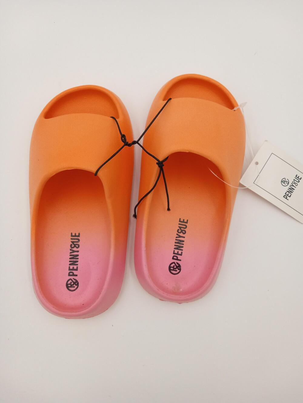 Penny Sue Slide Sandals Girls Size 4 Orange Ombre Foam Beach Shoes Casual Summer